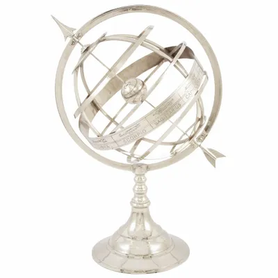 Decorative objects - Armiliary sphere, nickel plated brass, H : 19''2/3 - TRADE WINDS