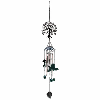 Ornements - Carillon arbre et oiseaux en vol, H. 70 cm, 4 tubes D.12 mm - TRADE WINDS