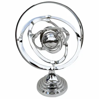 Decorative objects - Armiliary sphere, nickel plated aluminium, H : 15"1/3 - TRADE WINDS