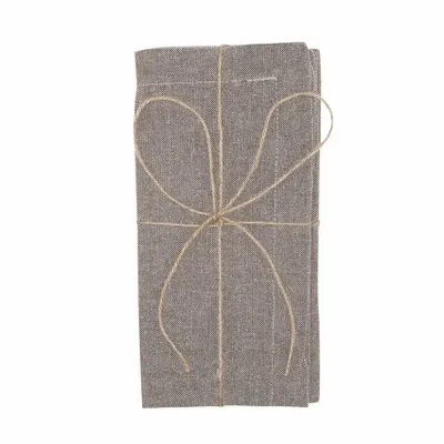 Linge de table textile - SERVIETTE RECYCLÉE 2-PACK ELIN, MARRON CLAIR/BEIGE 45x45cm - BY WILLE