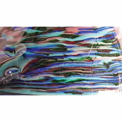 Objets de décoration - Oiseau bleu strié en verre pailleté vert sur pieds, H : 17,5 cm - TRADE WINDS