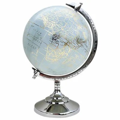 Objets de décoration - Globe terrestre diam 20 cm, pied nickelé H : 30 cm - TRADE WINDS