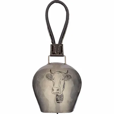 Objets de décoration - Cloche acier vieilli vache, attache cuir 17 x 17 cm - TRADE WINDS