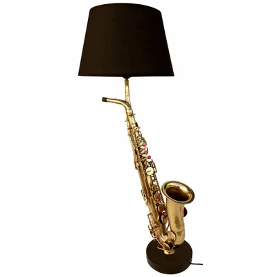 Lampes à poser - Lampe saxophone en L, base pierre, H.88 cm, 230V-E27-60W, livrée av AJ 2953 - TRADE WINDS