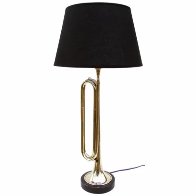 Lampes à poser - Lampe clairon en L, base en pierre, H. 76 cm, 230 V- E27 - 60W, livrée avec aj - TRADE WINDS