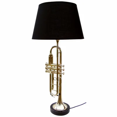 Lampes à poser - Lampe trompette en L, base en pierre, H. 77 cm, 230 v - E27 - 60W, livrée av aj - TRADE WINDS
