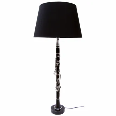 Lampes à poser - Lampe clarinette en laiton nickelé, base en pierre, H.92 cm, 230V - E27 - 60W, livrée av aj - TRADE WINDS