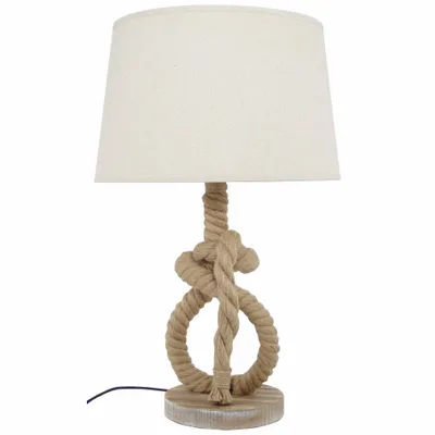 Table lamps - Rope lamp with wooden base, H : 20" E27-60W - TRADE WINDS