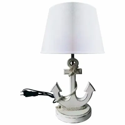 Table lamps - Beige anchor lamp in wood, with rope, natural coloured lampshade, H : 19''1/3 - TRADE WINDS