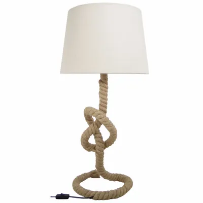 Lampes à poser - Lampe cordage en noeud de huit, H.81 cm, 230V-E27-60W, livree av AJ en lin - TRADE WINDS