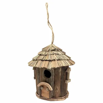 Ornements - Nichoir hutte, en chataignier FSC, trou D. 32 mm, H 21 x l 18 x prof. 18 cm - TRADE WINDS