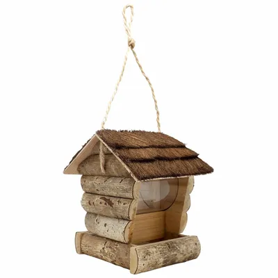 Ornements - Mangeoire pr oiseaux PM, bois exotiques, H.15x13x10 cm - TRADE WINDS