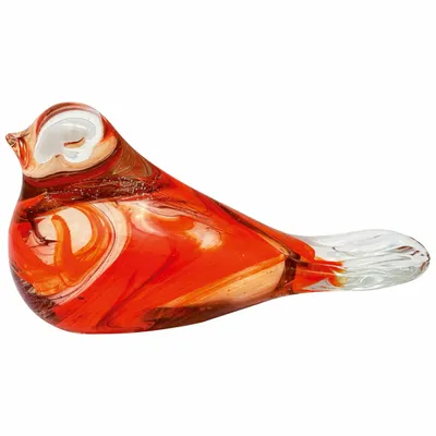 Objets de décoration - Oiseau rouge, rose et blanc en verre, L : 16 cm - TRADE WINDS