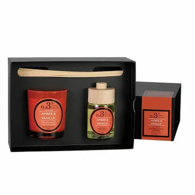 Bougies - NUMBERS NUM.3 AMBER & VANILLA SET OF CANDLE AND DIFFUSER - CERABELLA SL