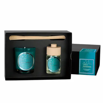 Candles - NUMBERS COLLECTION NUM.7 LIME & PEPPERMINT SET OF CANDLE AND DIFFUSER - CERABELLA SL