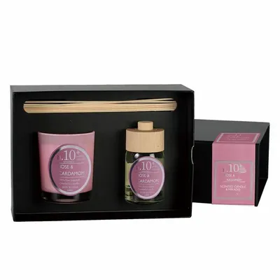 Candles - NUMBERS COLLECTION NUM.10 ROSE & CARDAMOM SET OF CANDLE AND DIFFUSER - CERABELLA SL