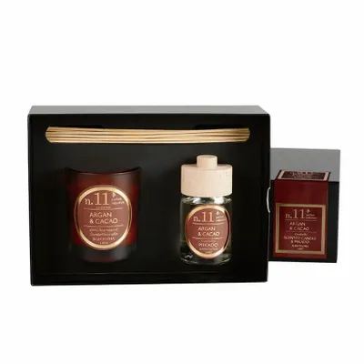 Candles - NUMBERS COLLECTION NUM.11 ARGAN & CACAO SET OF CANDLE AND DIFFUSER - CERABELLA SL