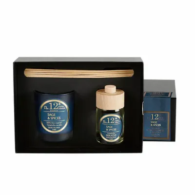 Bougies - NUMBERS NUM.12 SAGE & SPICES SET OF CANDLE AND DIFFUSER - CERABELLA SL
