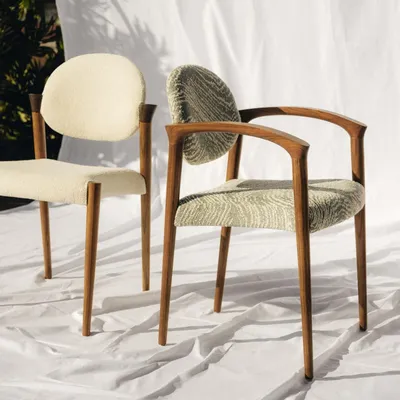 Chairs for hospitalities & contracts - Dining Chair Tanoco with armrests & frame solid wood - seat fabric COM - DUISTT