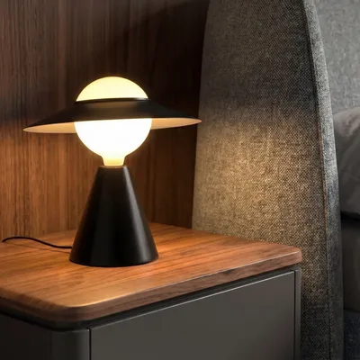 Table lamps - Table lamp in white glass and black steel - ANGEL CERDÁ