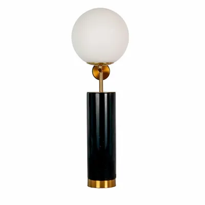 Lampes à poser - Lampe de table en verre blanc, acier poli doré et base en marbre céramique - ANGEL CERDÁ