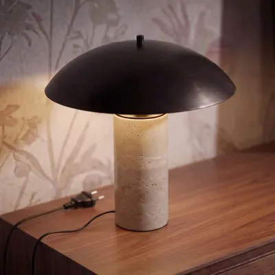 Lampes à poser - Lampe de table en acier noir et marbre céramique - ANGEL CERDÁ