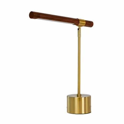 Lampes à poser - Lampe de table en acier effet noyer et acier poli doré - ANGEL CERDÁ