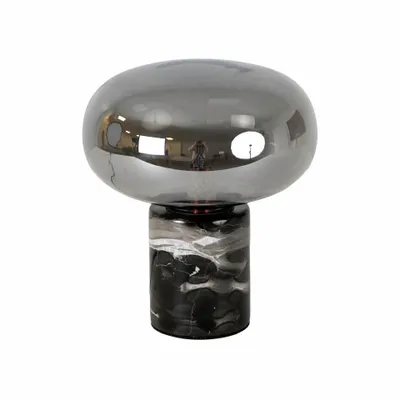 Table lamps - Table lamp in grey smoked mirror-effect glass and porcelain marble - ANGEL CERDÁ