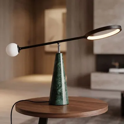 Table lamps - Table lamp in black steel and porcelain marble - ANGEL CERDÁ