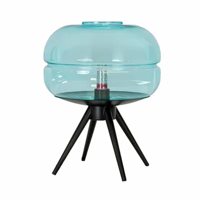 Table lamps - Blue glass and black steel table lamp - ANGEL CERDÁ