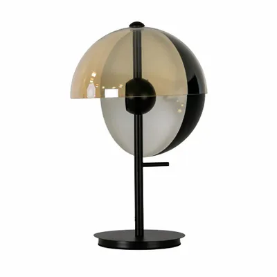 Lampes à poser - Lampe de table en verre fumé ambre et acier noir et blanc avec base en acier noir - ANGEL CERDÁ