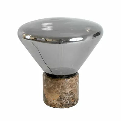 Table lamps - Table lamp in grey smoked mirror-effect glass and porcelain marble - ANGEL CERDÁ