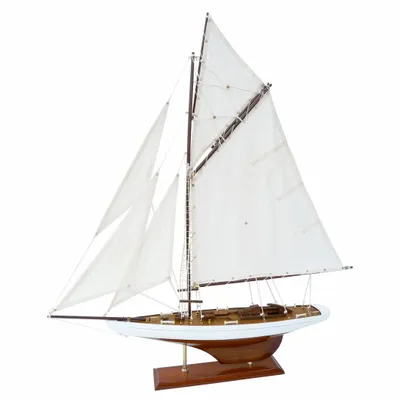 Objets de décoration - Maquette Columbia, voiles cousues, L.72 x H.78 x l.10,5 cm - TRADE WINDS