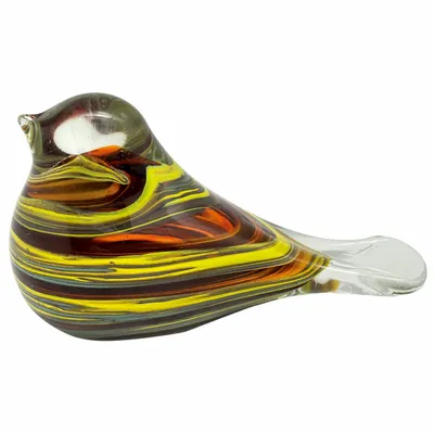 Decorative objects - Amber yellow and blue glass bird H : 2"1/2 - TRADE WINDS