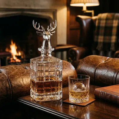 Carafes - CARAFES EN VERRE + BOUCHON CERF NICKEL - FANCY