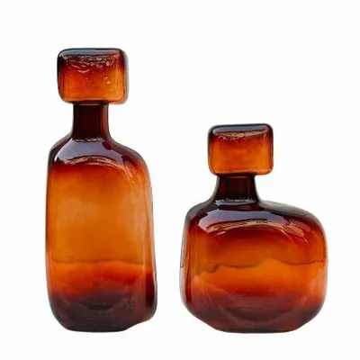 Verre d'art - DUO BOUTEILLES DECORATIVE ASS.VERRE AMBRE - FANCY