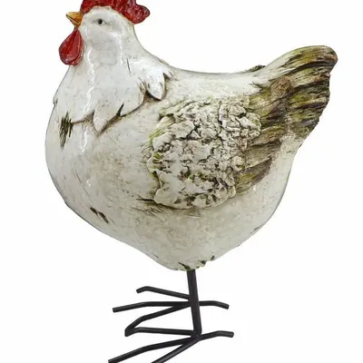 Sculptures, statuettes and miniatures - 24cm Resin Chicken Figurine - ROLANDE DU DREUILH  LACE JEWEL