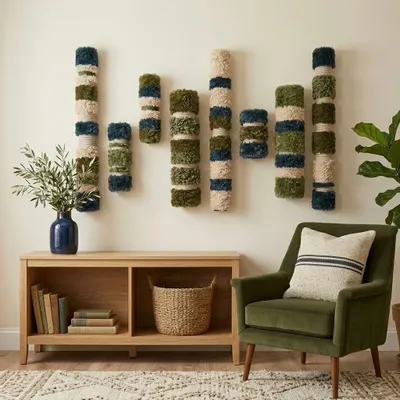 Other wall decoration - Moss & Ocean Totems: Multi-Piece Textured Wall Installation Set - SARMAL DESIGN
