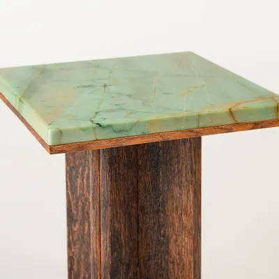 Autres tables  - Table d'appoint en bois et marbre - Gregory - ESMERY EBENISTERIE