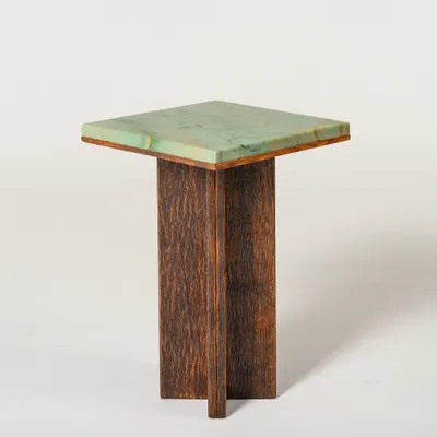 Autres tables  - Table d'appoint en bois et marbre - Gregory - ESMERY EBENISTERIE