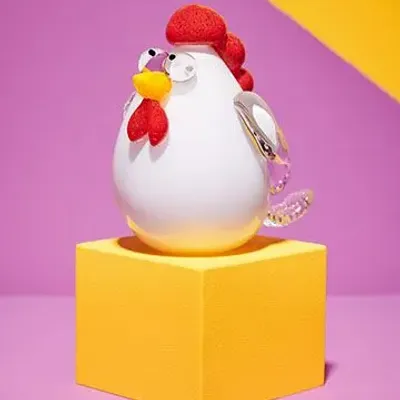 Art glass - Chicken - Blown glass sculpture - CAT DESIGNER VERRIER