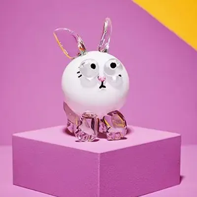 Art glass - Baby rabbit - Blown glass sculpture - CAT DESIGNER VERRIER