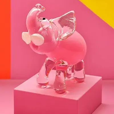 Art glass - Elephant - Blown glass sculpture - CAT DESIGNER VERRIER
