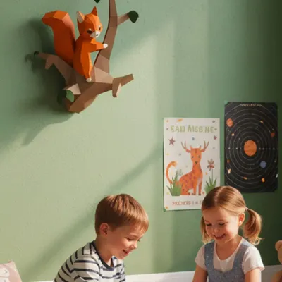 Children's decorative items - Paper Squirrel DIY Wall Decor Kits - MOKI MOKI