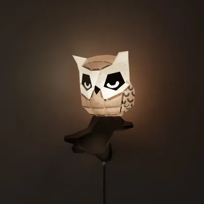 Children's decorative items - Papercraft 3D DIY kits - Paper wall owl night light - MOKI MOKI