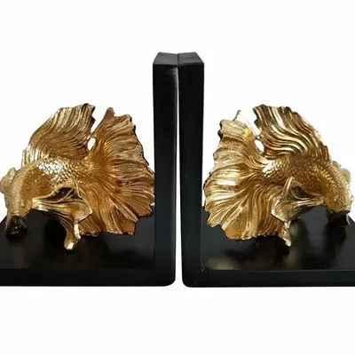 Objets de décoration - SERRE LIVRES POISSON NOIR ET DORÉ 25.8X8.5X12.7CM - EMDE