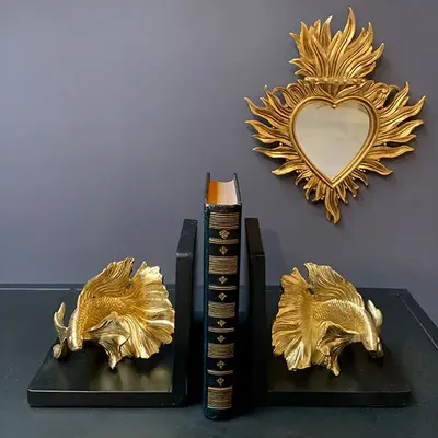 Objets de décoration - SERRE LIVRES POISSON NOIR ET DORÉ 25.8X8.5X12.7CM - EMDE