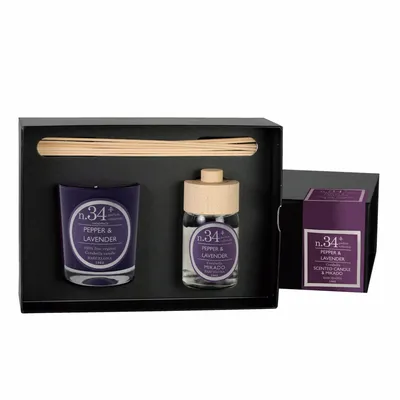 Bougies - NUMBERS NUM.34 PEPPER & LAVENDER SET OF CANDLE AND DIFFUSER - CERABELLA SL