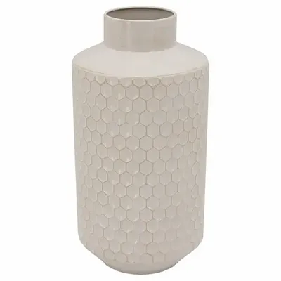 Decorative objects - WHITE METAL VASE 18.5X36CM - EMDE