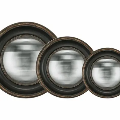 Decorative objects - SET OF 3 BLACK CONVEX ROUND MIRRORS 16, 19, 23CM - EMDE